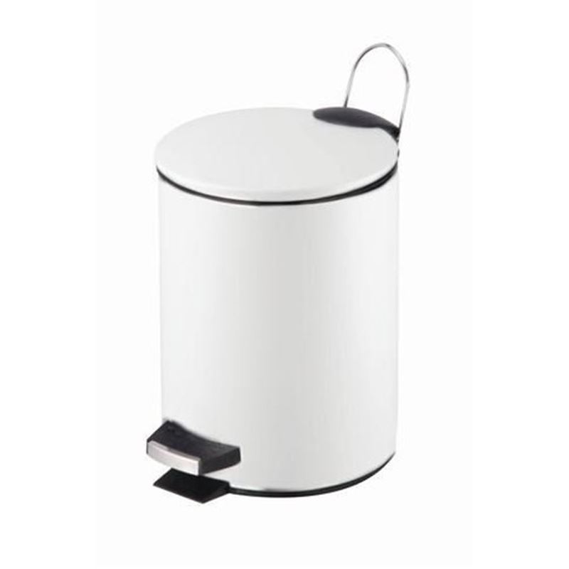 PAPELERA METALICA CON PEDAL BLANCA 16.8X23.5CM - 18295