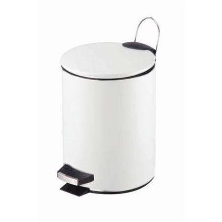 PAPELERA METALICA CON PEDAL BLANCA 16.8X23.5CM - 18295