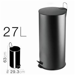 PAPELERA METALICA CON PEDAL NEGRA 29.3X63CM - 18289