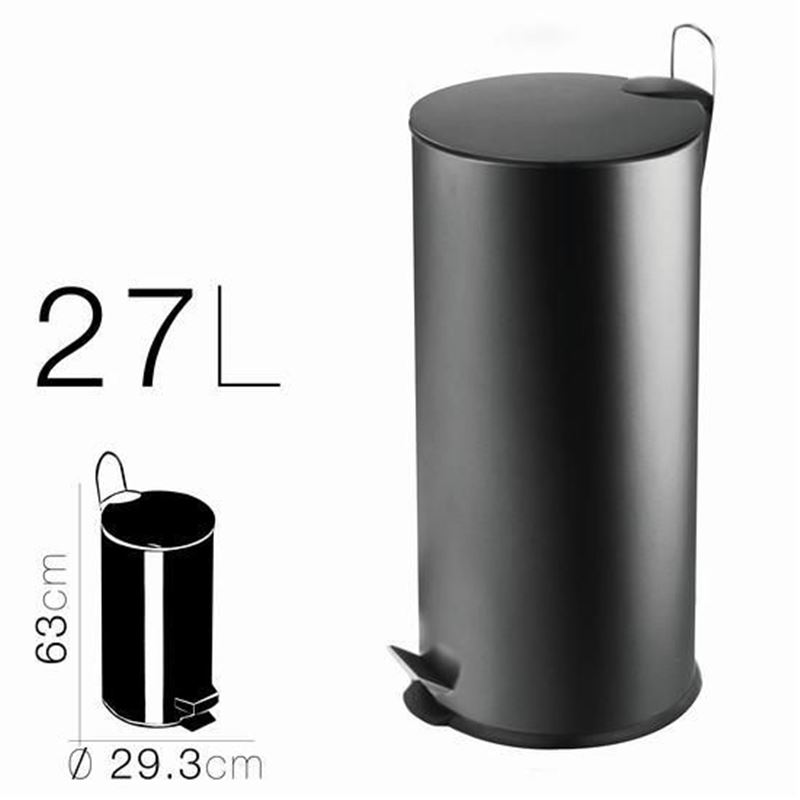 PAPELERA METALICA CON PEDAL NEGRA 29.3X63CM - 18289
