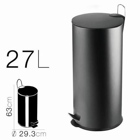 PAPELERA METALICA CON PEDAL NEGRA 29.3X63CM - 18289