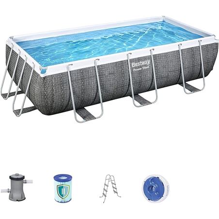 PISCINA RECTANGULAR POWER STEEL+ BOMBA FILTRO 404X201X100 BESTWAY - 56721