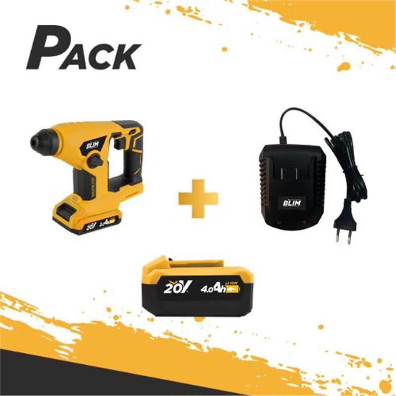 MARTILLO PERFORADOR 20V 1.5 JULIOS + BATERIA 2AH + CARGADOR BLIM - PACK183-1