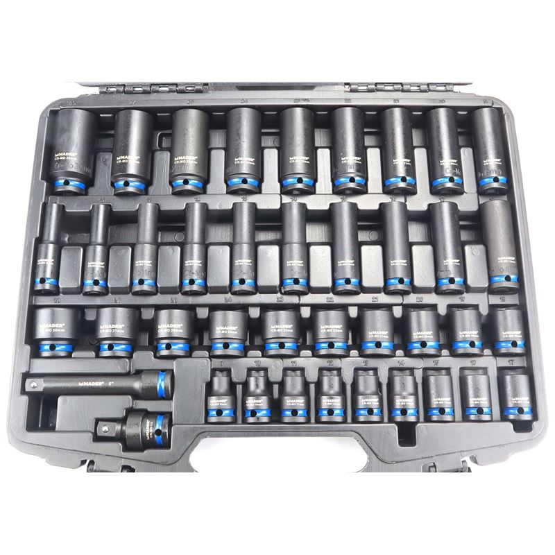 JUEGO DE 40 UNIDADES LLAVES DE VASO DE IMPACTO 1/2" MADER - 63911