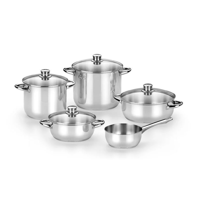 BATERIA DE COCINA 5 PIEZAS ACERO INOX OPTIMA TAPAS VIDRIO MONIX - M450001