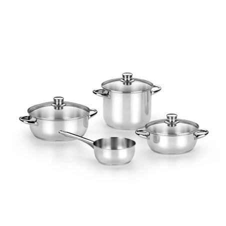 BATERIA DE 4 COCINA PIEZAS ACERO INOX OPTIMA TAPAS VIDRIO MONIX - M450002