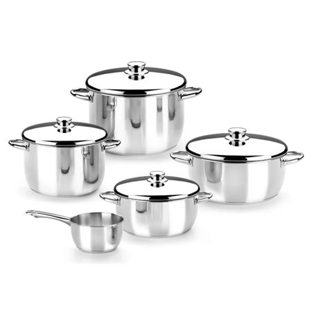 BATERIA DE COCINA 5 PIEZAS ACERO INOX OPTIMA TAPAS ACERO MONIX - M450055