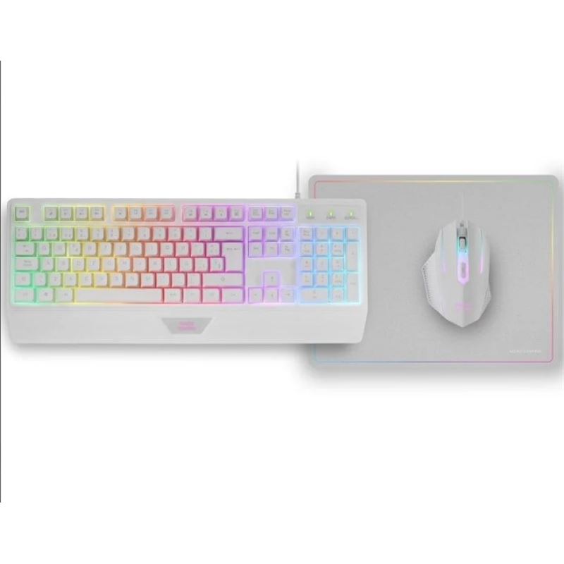 PACK GAMING TECLADO H-MEC | RATON | ALFOMBRILLA RGB BLANCO MCP124 MARS GAMI - MCP124WES