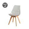 PACK 2 SILLAS DESIGN D1000 TRANSPARENTES + COJÍN MARRÓN MUVIP - MV0610