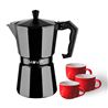 CAFETERA 3 TAZAS ALUMINIO NEGRO MATE ANTIADHERENTE MUVIP - MV0606