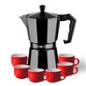 CAFETERA 6 TAZAS ALUMINIO NEGRO MATE ANTIADHERENTE MUVIP - MV0607