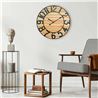 RELOJ PARED VINTAGE NEGRO/MADERA CLARA 60CM - 81034-1