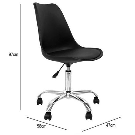 SILLA DE ESCRITORIO CON RUEDAS 97X47X58CM NEGRA - 80035-2