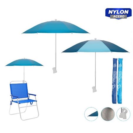 SOMBRILLA PARA SILLA O TUMBONA 100CM AZUL/TURQUESA - 10469