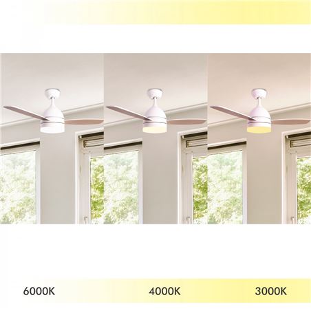 VENTILADOR DE TECHO 70W CON LUZ TRES TONALIDADES BLANCO JOCCA - 2172-1