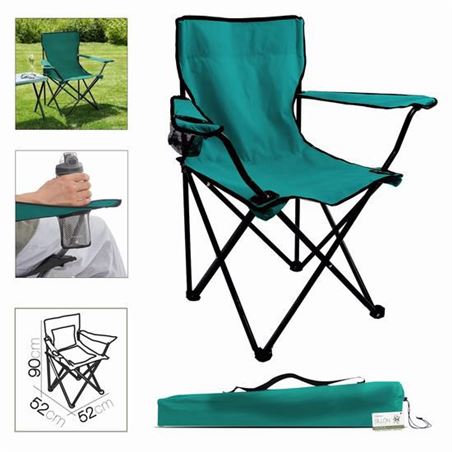 SILLA CAMPING PLEGABLE 52X52X90CM TURQUESA - 10047