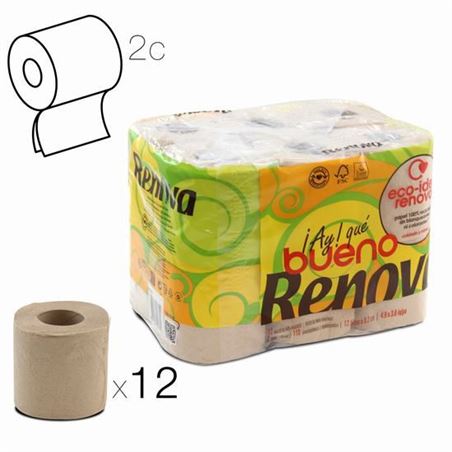 PACK 12 ROLLOS PAPEL HIGIENICO DOBLE CAPA RENOVA - 10753