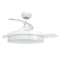 VENTILADOR DE TECHO CON LUZ Y ASPAS RETRACTILES BLANCO JOCCA - 2336