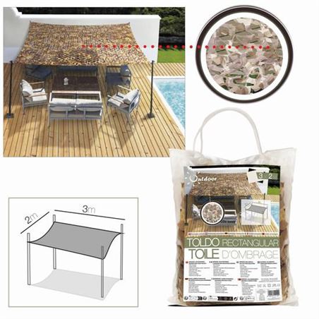 TOLDO RECTANGULAR EFECTO CAMUFLAJE CON BOLAS 2X3 METROS - 51144F