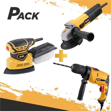 PACK TALADRO 500W + RADIAL 115-125MM 800W + LIJADORA 180W BLIM - PACKBLIM2-1