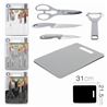 SET TIJERAS + PELADOR + 2 CUCHILLOS + TABLA DE CORTE - 15378