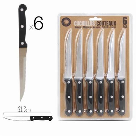 PACK 6 CUCHILLOS 21.3CM MANGO DE MADERA - 15382