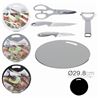 SET TIJERAS + PELADOR + 2 CUCHILLOS + TABLA DE CORTE CIRCULAR - 15379