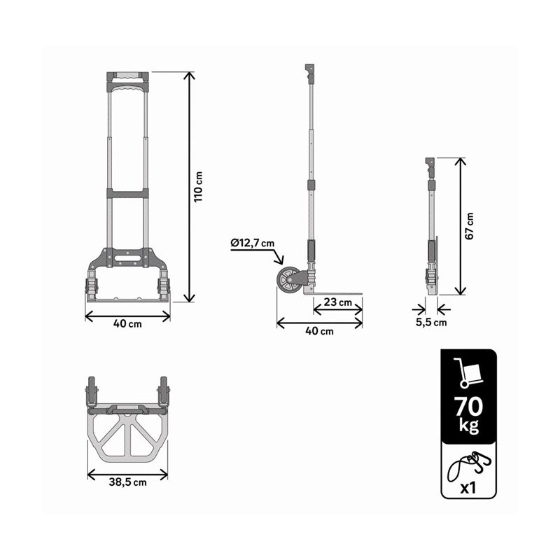 CARRETILLA DE CARGA PLEGABLES HASTA 70KG - 76952-2