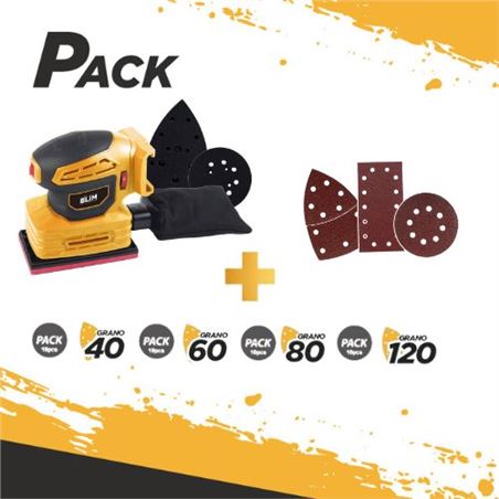 PACK MULTILIJADORA 3 PLACAS 20V 2AH + JUEGO DE 36 LIJAS BLIM - PACKBLIM6-1