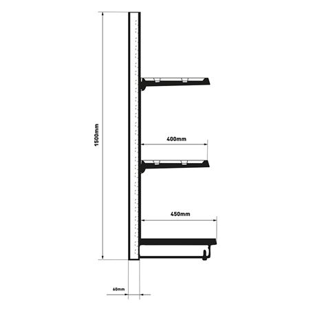 EXPOSITOR GÓNDOLA 900X450X1500MM NEGRO CROMAD - CR1208-5
