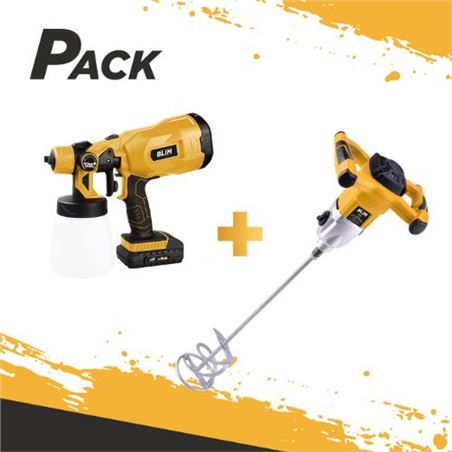 PACK MEZCLADOR ELECTRICO 1500W + PISTOLA PINTAR 20V 2AH BLIM - PACKBLIM15-1