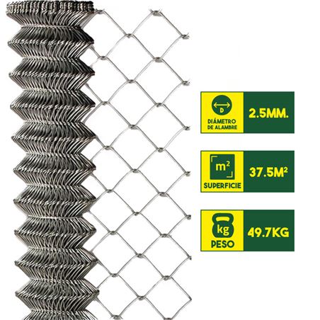 MALLA DE VALLADO GALVANIZADA 60X60X2.5MM 1.5X25 METROS SUNGARDEN - SG0155