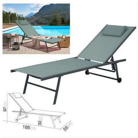 TUMBONA 5 POSICIONES CON ALMOHADAS Y RUEDAS CAQUI - 16258