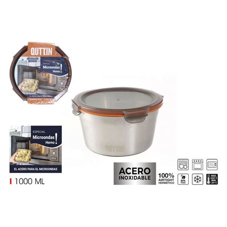 TUPPER ACERO INOXIDABLE 1 LITRO APTO MICROONDAS QUTTIN - BQ01032873603