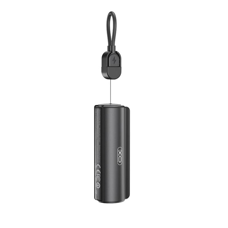 MINI POWERBANK 5000MAH CON LINTERNA Y CABLE TIPO C PR281 NEGRO XO - XOPR281