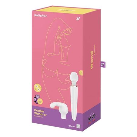 MASAJEADOR CON DOBLE CABEZAL VIBRADOR DOUBLE WAND-ER APP SATISFYER - 4061504001791-1