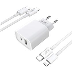 CARGADOR USB-A Y USB-C 20W+18W CON CABLE TIPO C CE02 XO - XOCE02ATC