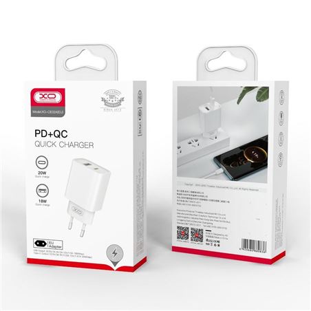 CARGADOR USB-A Y USB-C 20W+18W CON CABLE TIPO C CE02 XO - XOCE02ATC-1