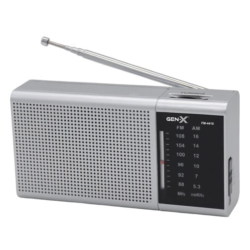RADIO PORTATIL AM/FM DIAL CLASICO PLATA GEN-X - FM4410PT