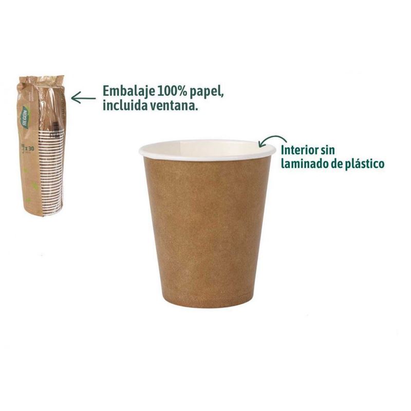 SET 30 VASOS CARTON KRAFT 250CC ALGON - BA01054076871.
