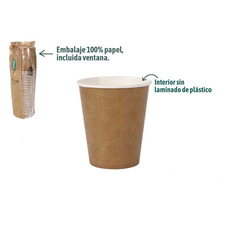SET 30 VASOS CARTON KRAFT 250CC ALGON - BA01054076871.