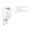 CARGADOR USB+USB-C 30W L149 CON CABLE LIGHTNING BLANCO XO - XOL149LGWH