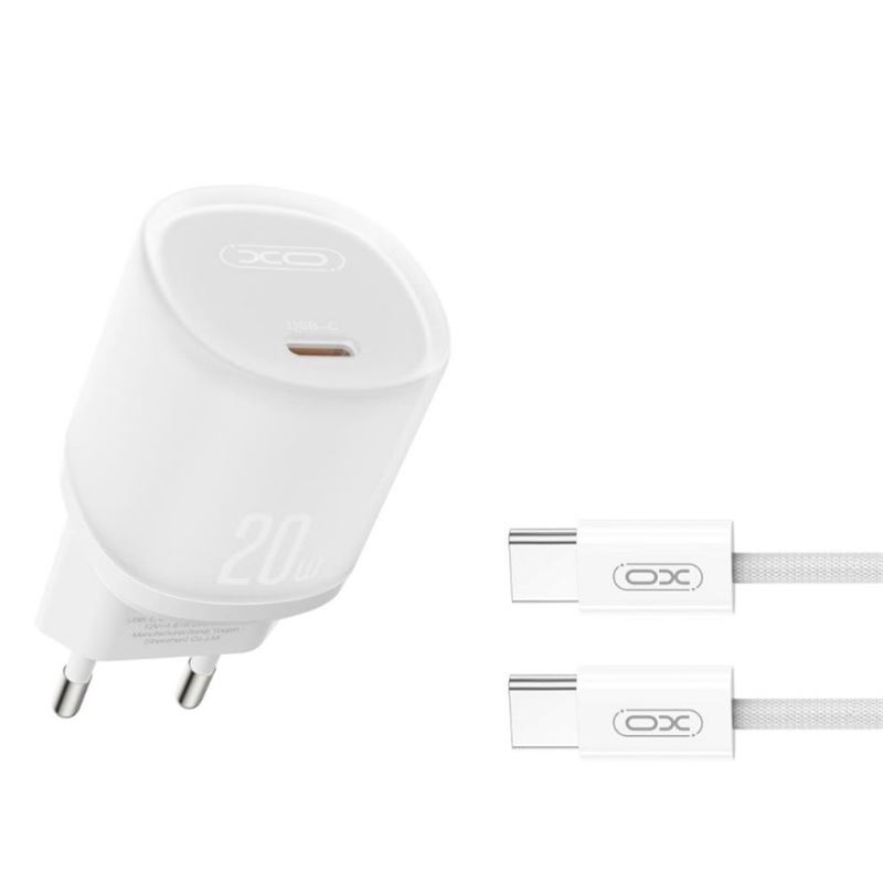 CARGADOR RAPIDO USB-C 20W CON CABLE TIPO C L143 BLANCO XO - XOL143TCWH