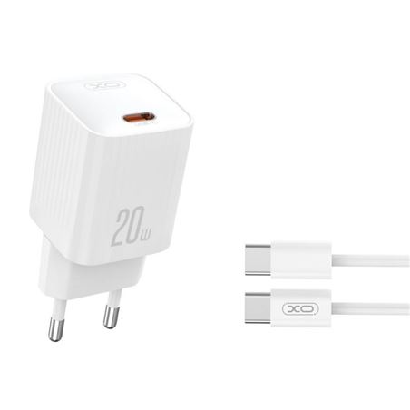 CARGADOR RAPIDO USB-C 20W CON CABLE TIPO C L146 BLANCO XO - XOL146TC