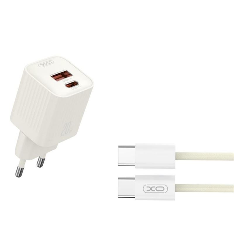 CARGADOR USB 20W 1X USB-A Y 1X USB-C CON CABLE TIPO C L147 XO - XOL147TC