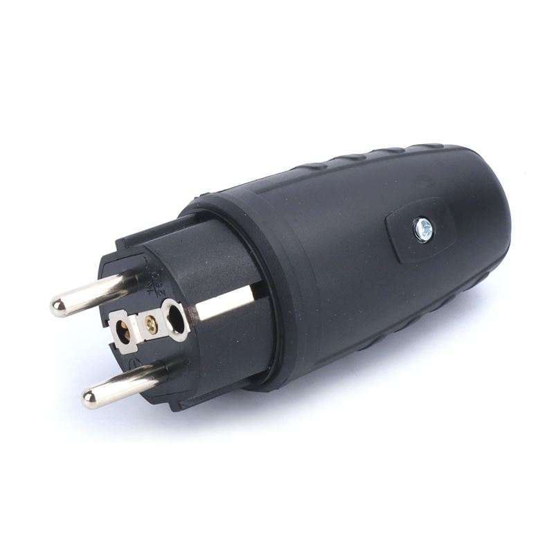 CLAVIJA ELECTRICA MACHO CON TIERRA RECUBIERTO GOMA MADER - 68042