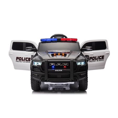 COCHE INFANTIL A BATERIA CON CONTROL REMOTO RAM 1500 POLICIA NEGRO - 33009-2