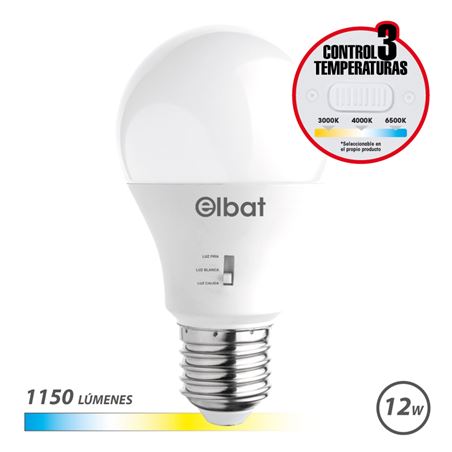 BOMBILLA LED A60 | 12W | 1150LM | E27 | LUZ CALIDA/BLANCA/FRIA | ELBAT - EB0582
