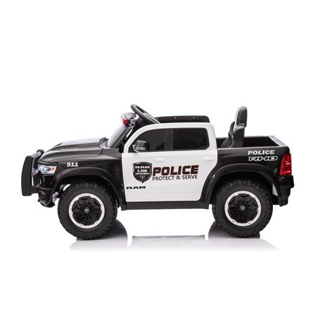 COCHE INFANTIL A BATERIA CON CONTROL REMOTO RAM 1500 POLICIA NEGRO - 33009-4