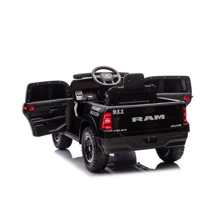 COCHE INFANTIL A BATERIA CON CONTROL REMOTO RAM 1500 POLICIA NEGRO - 33009-9